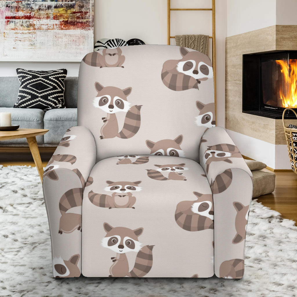 Raccoon Pattern Print Design A05 Recliner Slipcover with Pocket