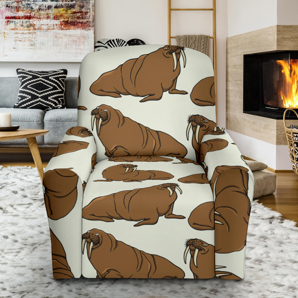 Walrus Pattern Print Design 03 Recliner Slipcover with Pocket