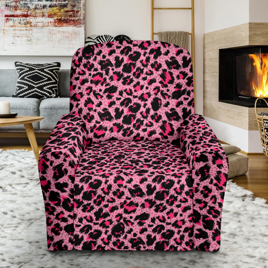 Cheetah Pink Pattern Print Design 01 Recliner Slipcover with Pocket
