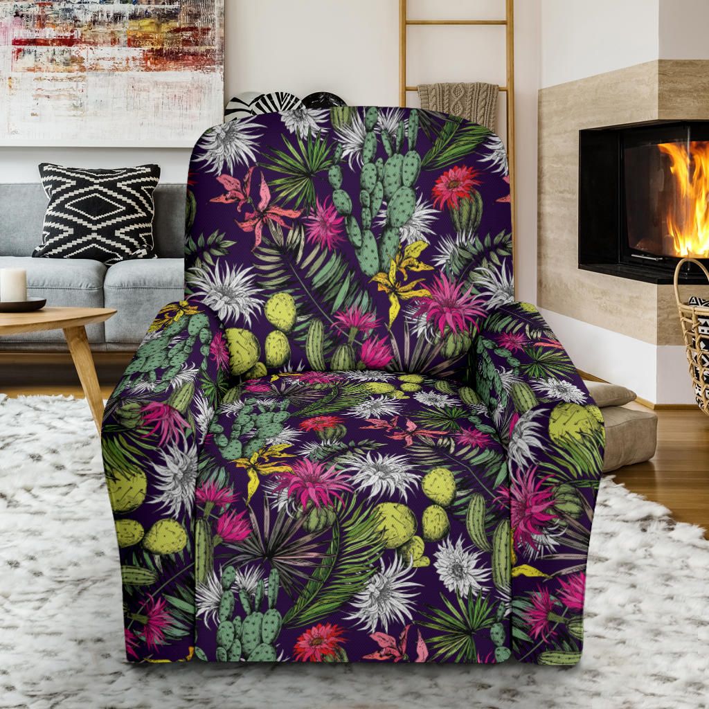 Cactus Pattern Print Design 08 Recliner Slipcover with Pocket