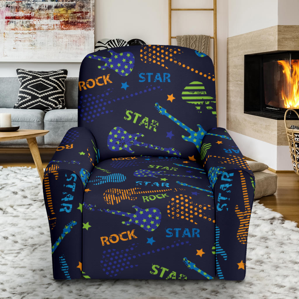 Rock and Roll Pattern Print Design A04 Recliner Slipcover with Pocket