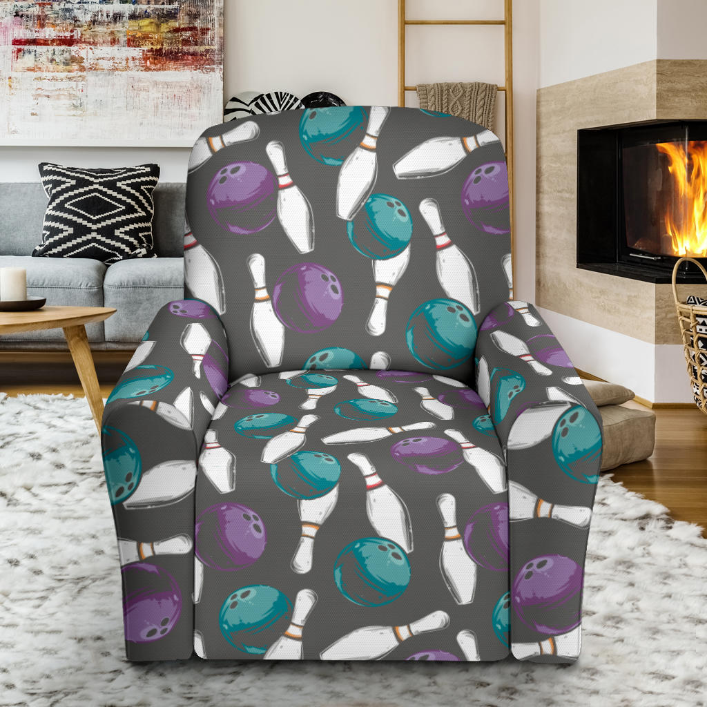 Bowling Pattern Print Design 03 Recliner Slipcover with Pocket