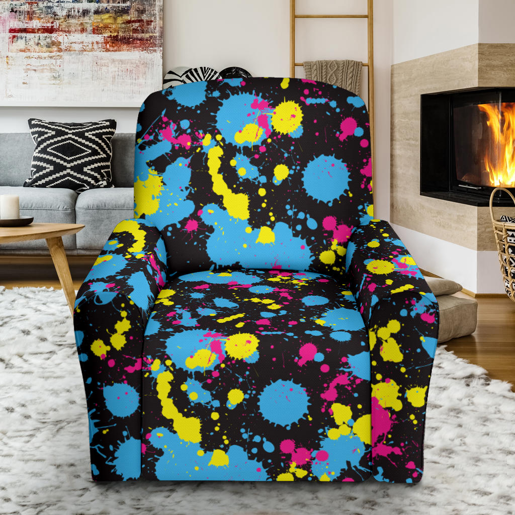 Splatter Colorful Print Design LKS301 Recliner Slipcover with Pocket