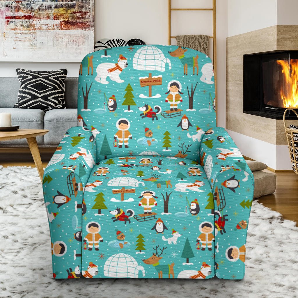 Eskimo Pattern Print Design 01 Recliner Slipcover with Pocket