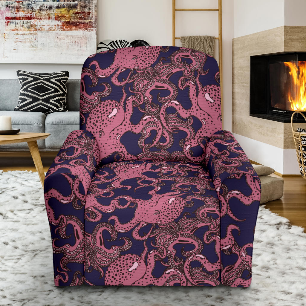Octopus Pattern Print Design A03 Recliner Slipcover with Pocket