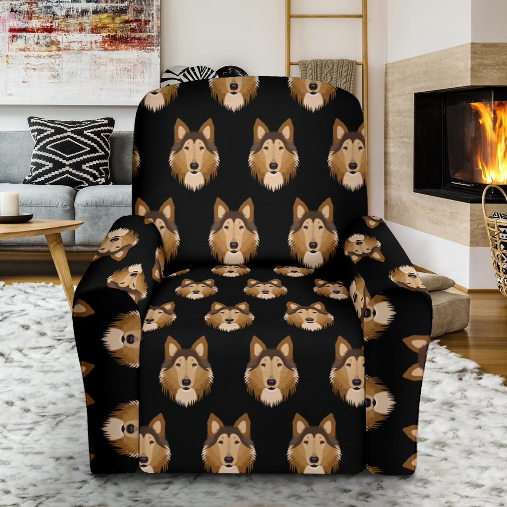 Collies Pattern Print Design 01 Recliner Slipcover with Pocket