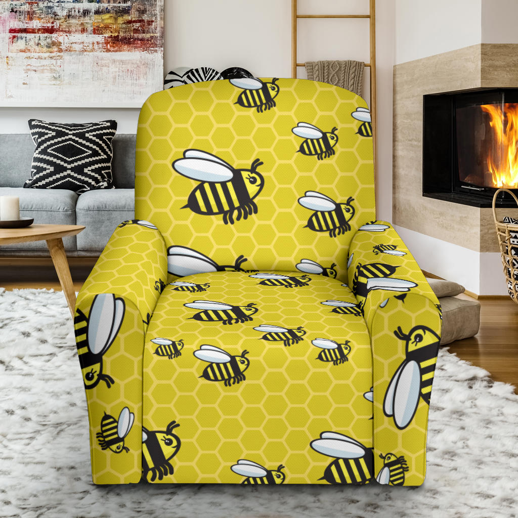 Bee Cute Print Design LKS308 Recliner Slipcover with Pocket