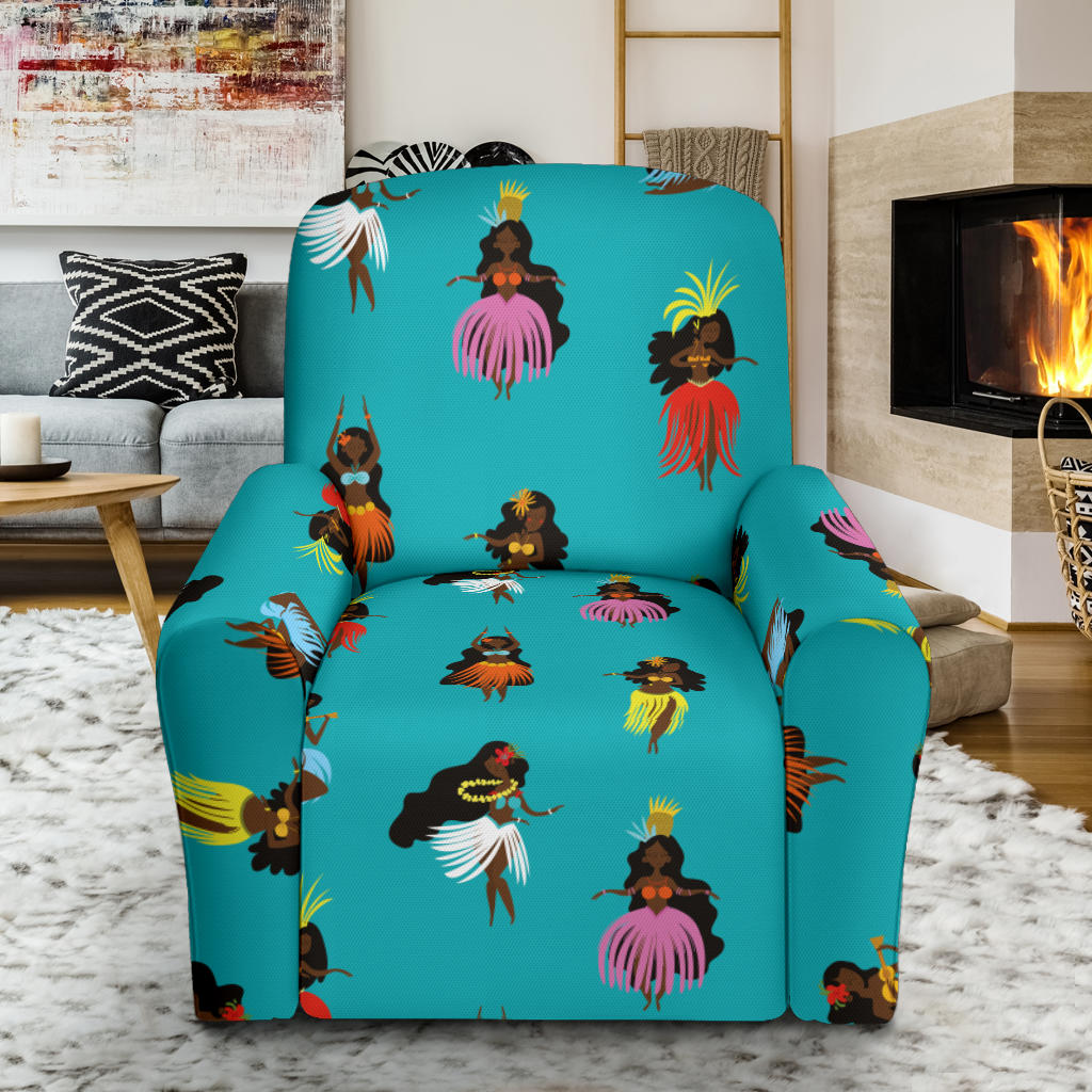 Hula Dancers Pattern Print Design 04 Recliner Slipcover with Pocket