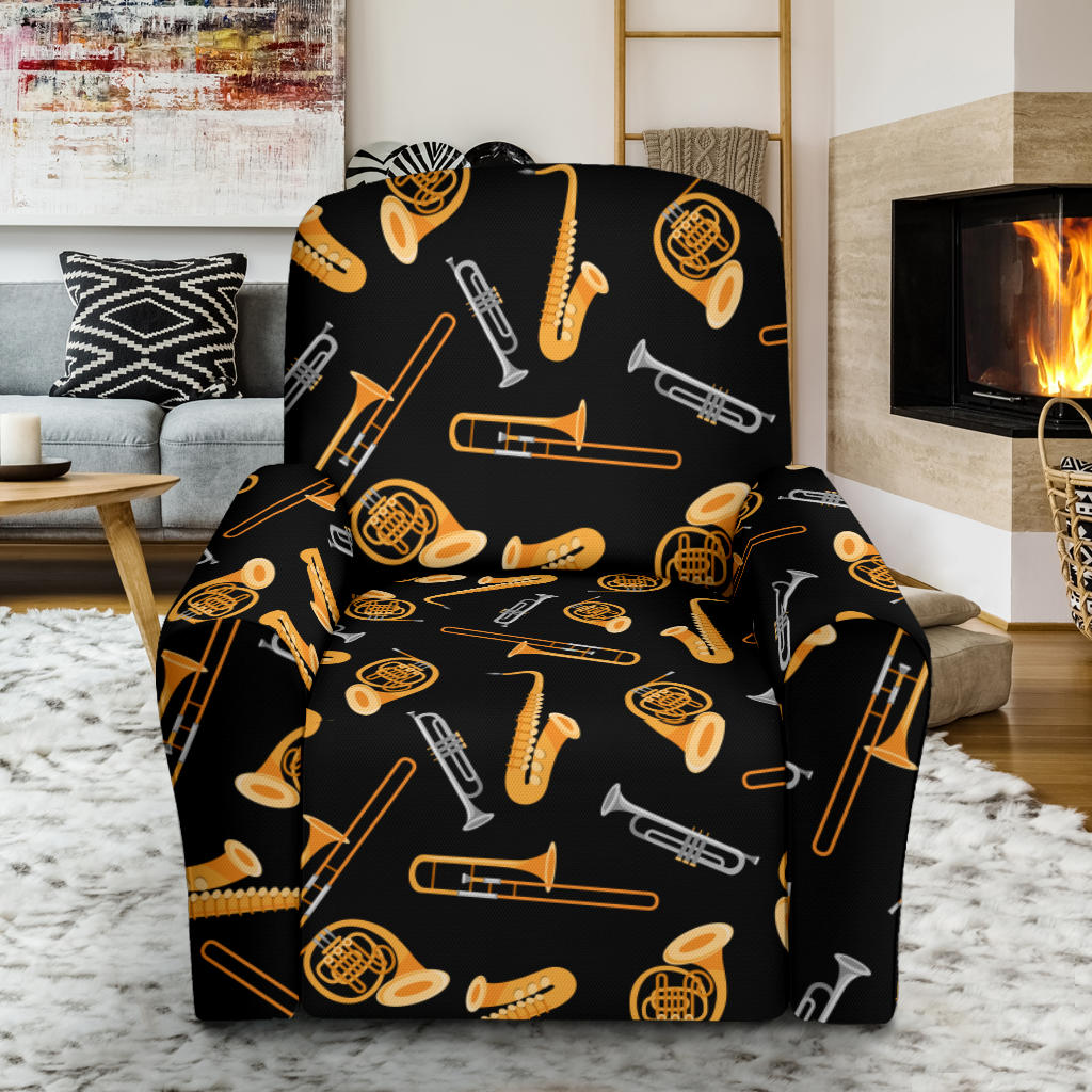 Saxophone Print Design LKS403 Recliner Slipcover with Pocket