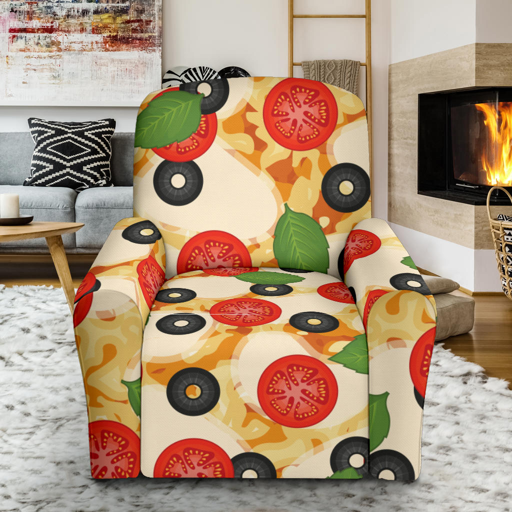 Pizza Pattern Print Design A05 Recliner Slipcover with Pocket