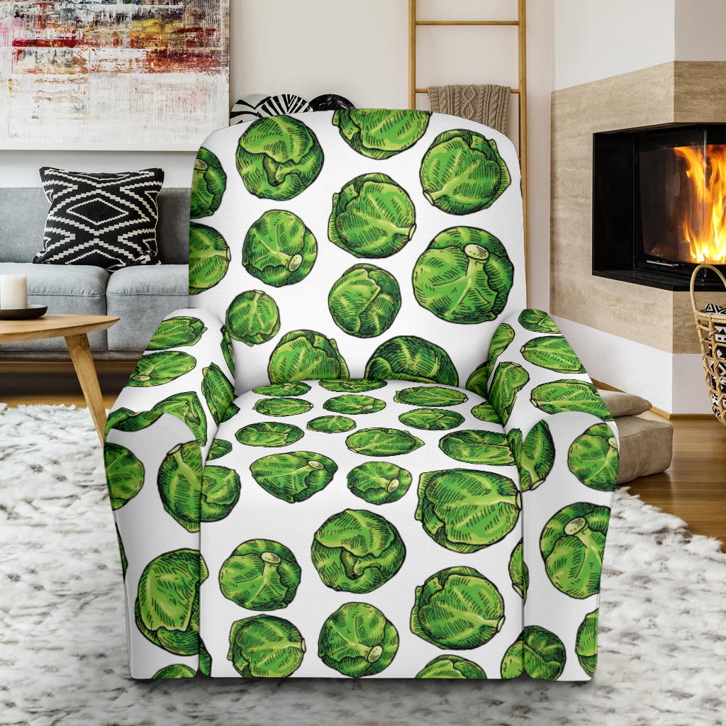Brussels Sprouts Pattern Print Design 02 Recliner Slipcover with Pocket