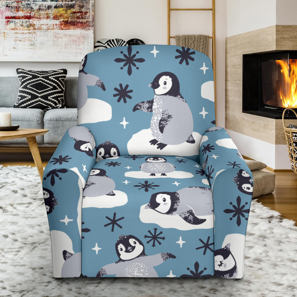 Penguin Pattern Print Design A05 Recliner Slipcover with Pocket