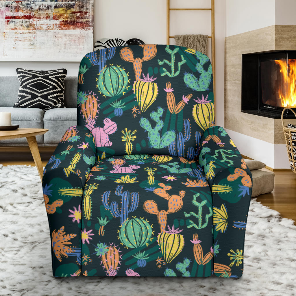 Cactus Pattern Print Design 05 Recliner Slipcover with Pocket