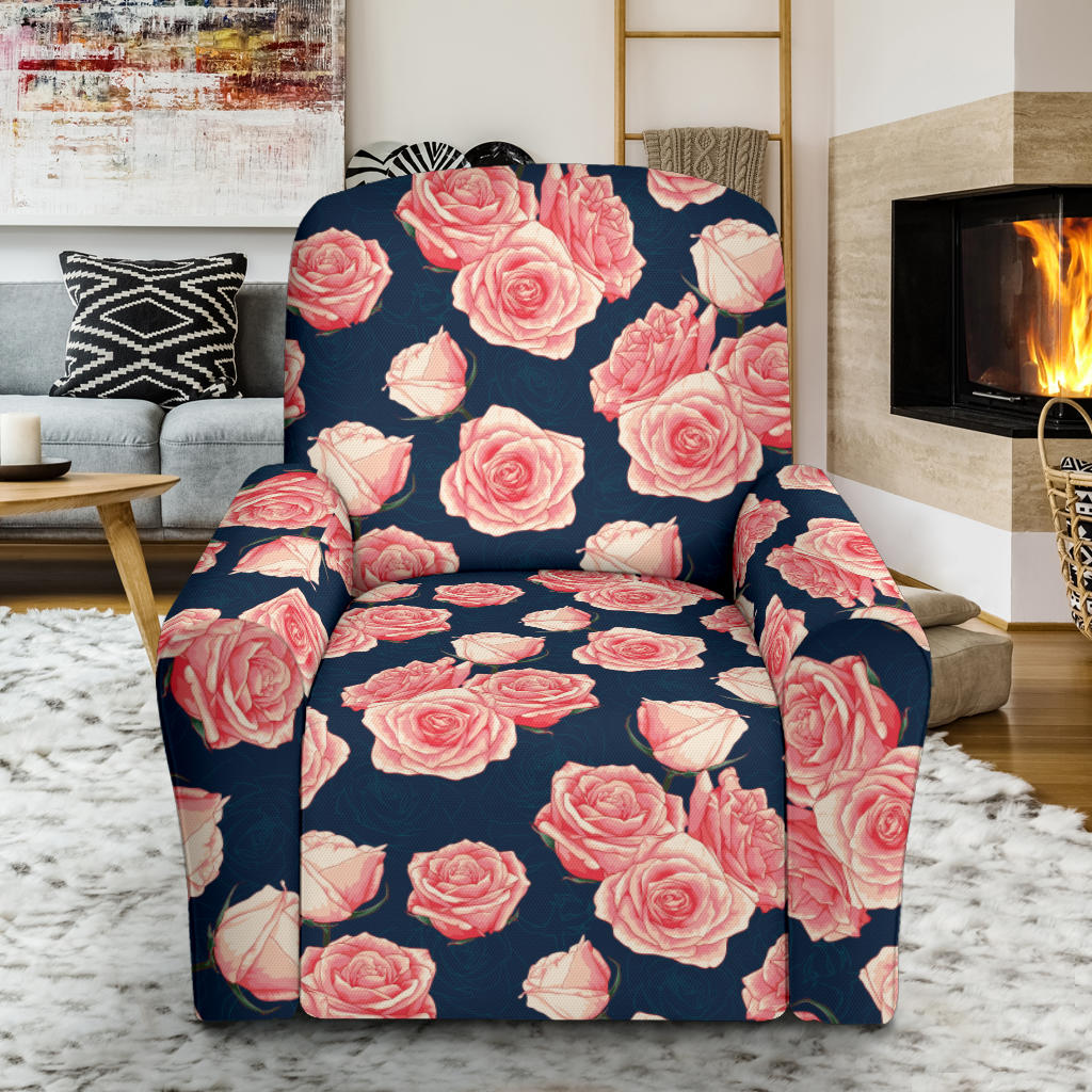 Rose Pattern Print Design A03 Recliner Slipcover with Pocket