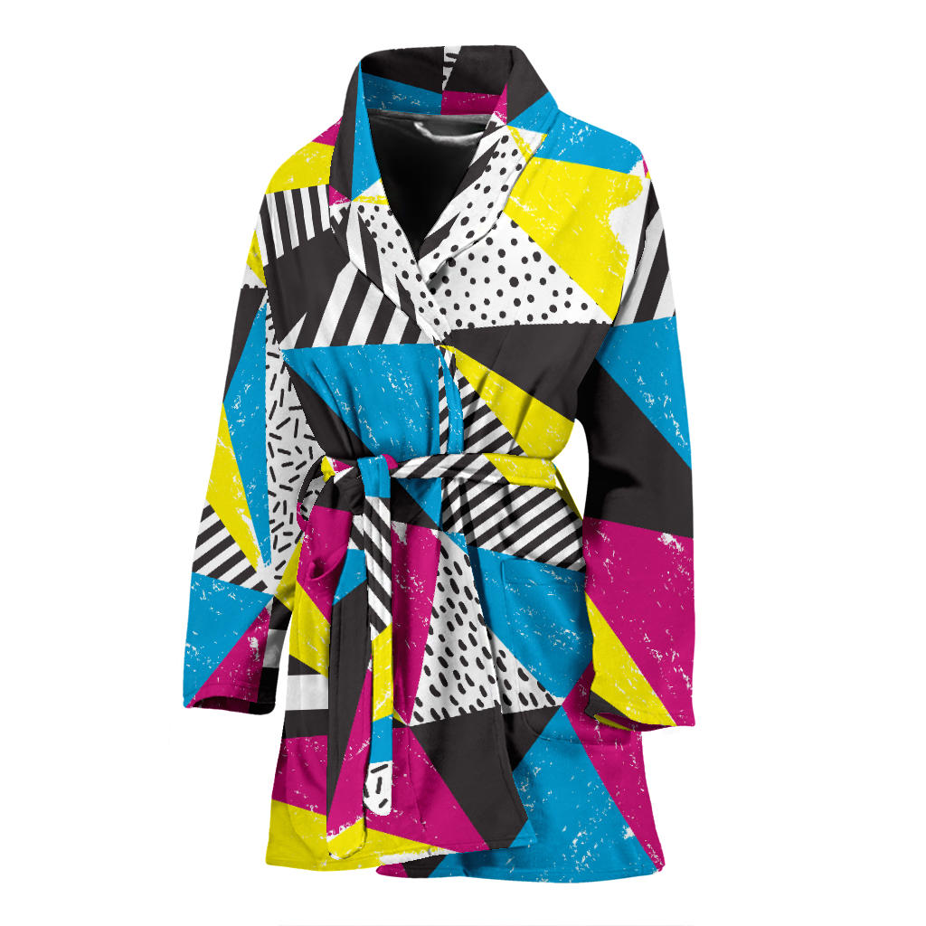 80s Pattern Print Design 2 Women Bathrobe