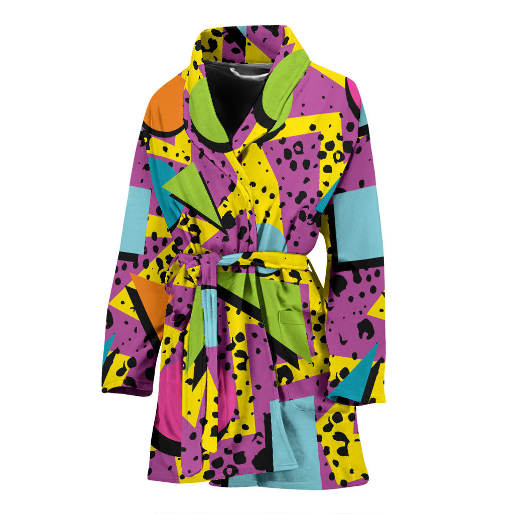 80s Pattern Print Design 1 Women Bathrobe