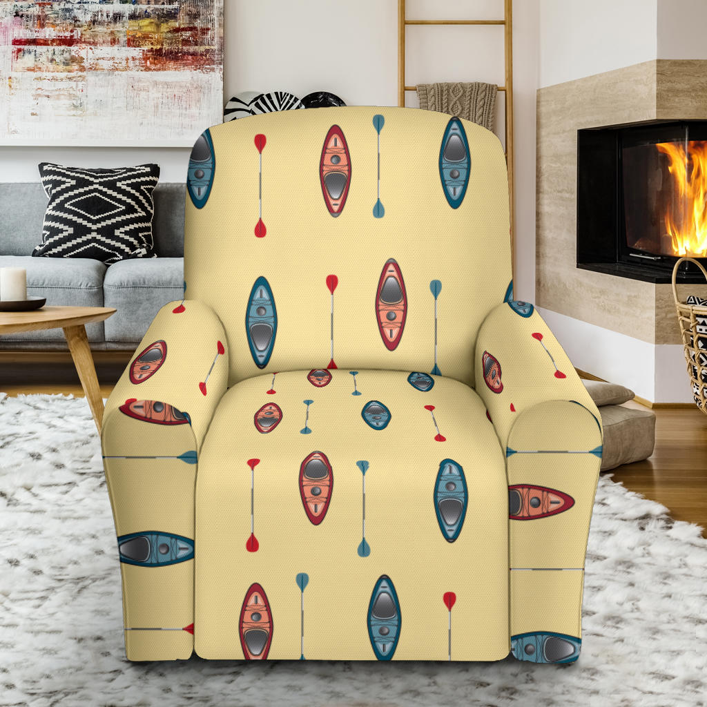 Kayak Pattern Print Design 02 Recliner Slipcover with Pocket