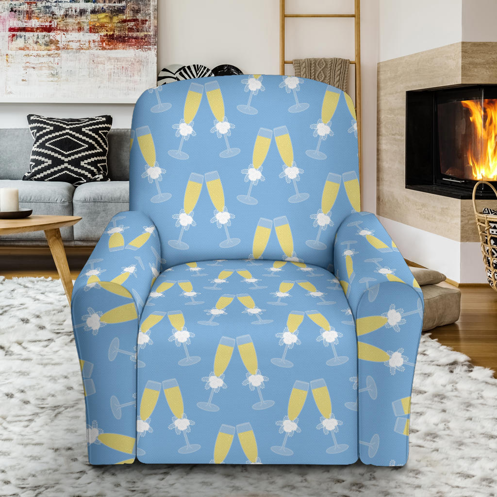 Champagne Pattern Print Design 06 Recliner Slipcover with Pocket
