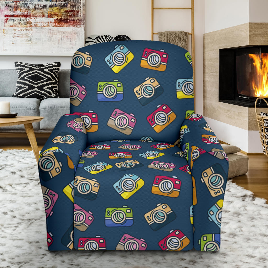 Camera Pattern Print Design 03 Recliner Slipcover with Pocket