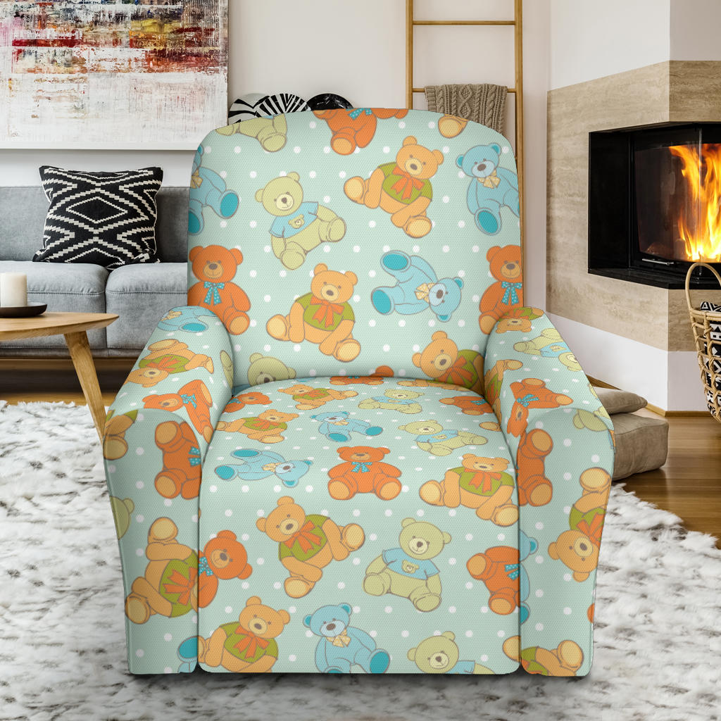 Bear Pattern Print Design 02 Recliner Slipcover with Pocket
