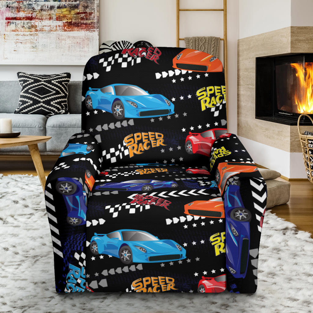 Racing Pattern Print Design A05 Recliner Slipcover with Pocket