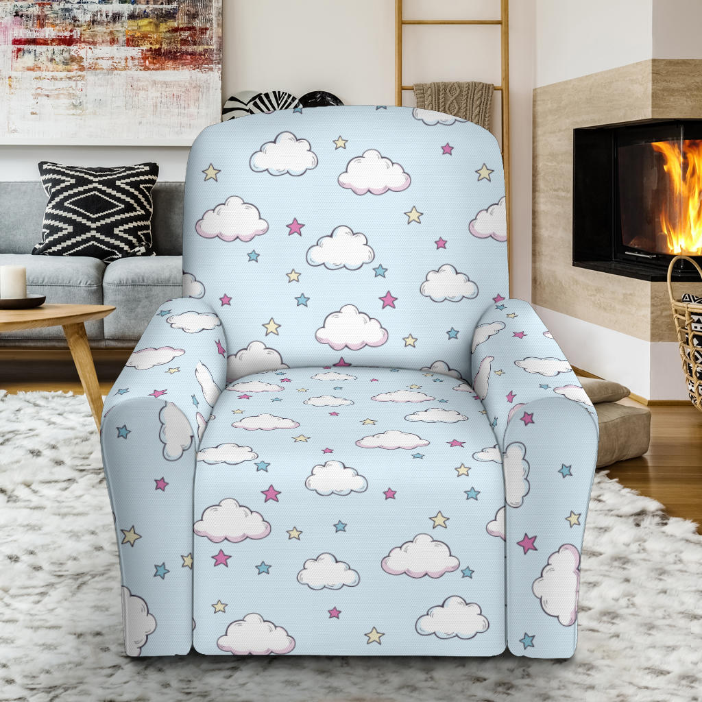 Cloud Pattern Print Design 01 Recliner Slipcover with Pocket