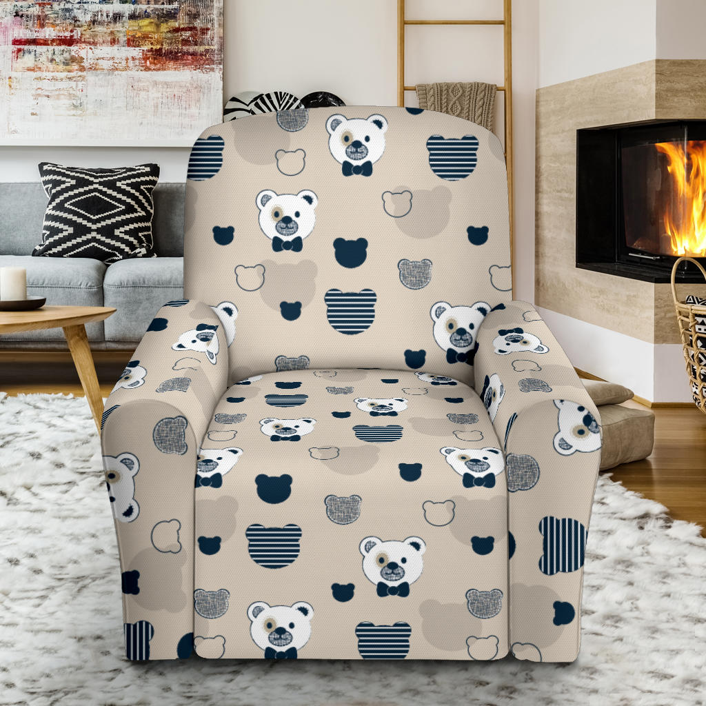 Bear Pattern Print Design 05 Recliner Slipcover with Pocket