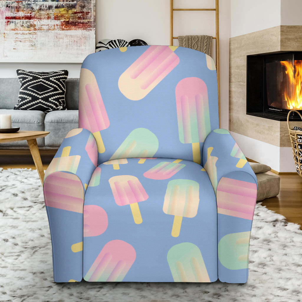 Ice Cream Pattern Print Design 05 Recliner Slipcover with Pocket
