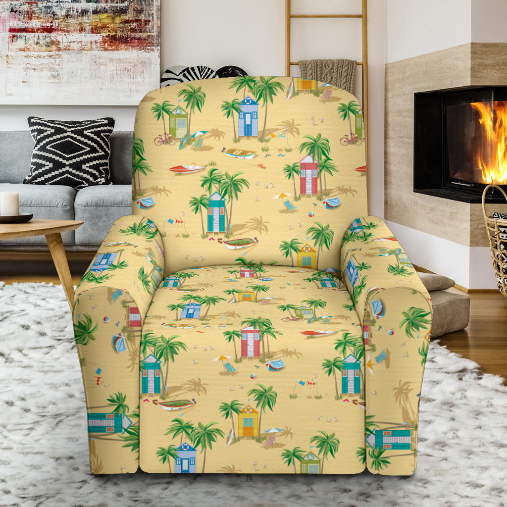 Beach Themed Pattern Print Design 01 Recliner Slipcover with Pocket