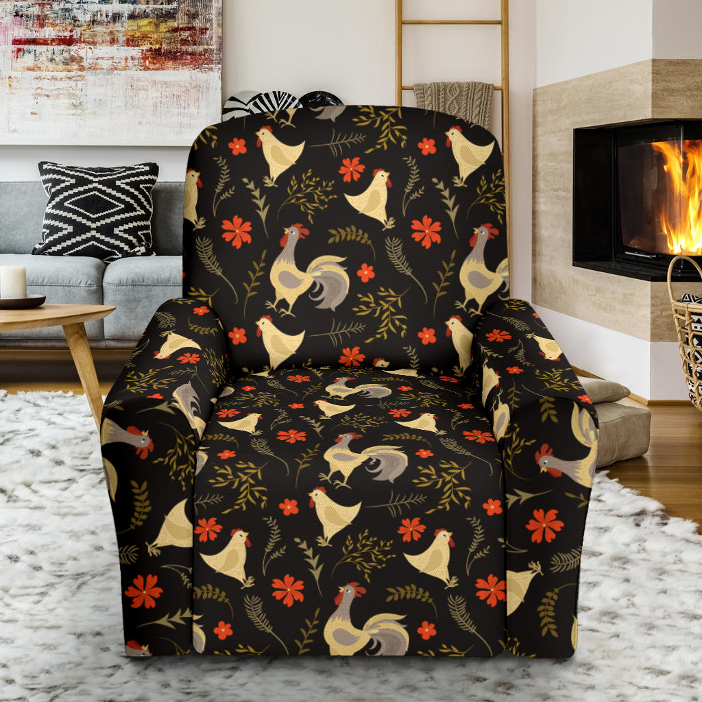 Chicken Pattern Print Design 04 Recliner Slipcover with Pocket