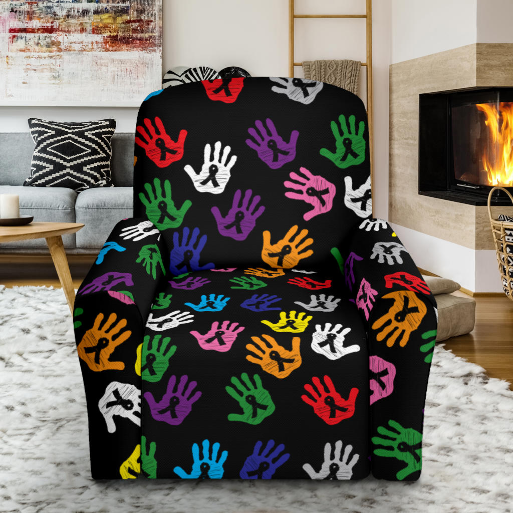 Cancer Awareness Pattern Print Design 04 Recliner Slipcover with Pocket