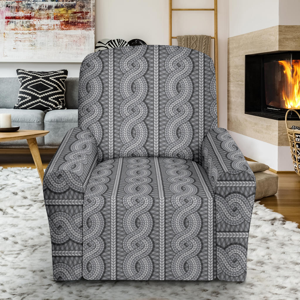 Cable Knit Pattern Print Design 01 Recliner Slipcover with Pocket