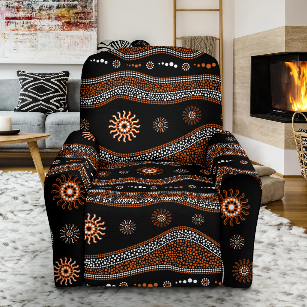 Aboriginal Print Design LKS404 Recliner Slipcover with Pocket