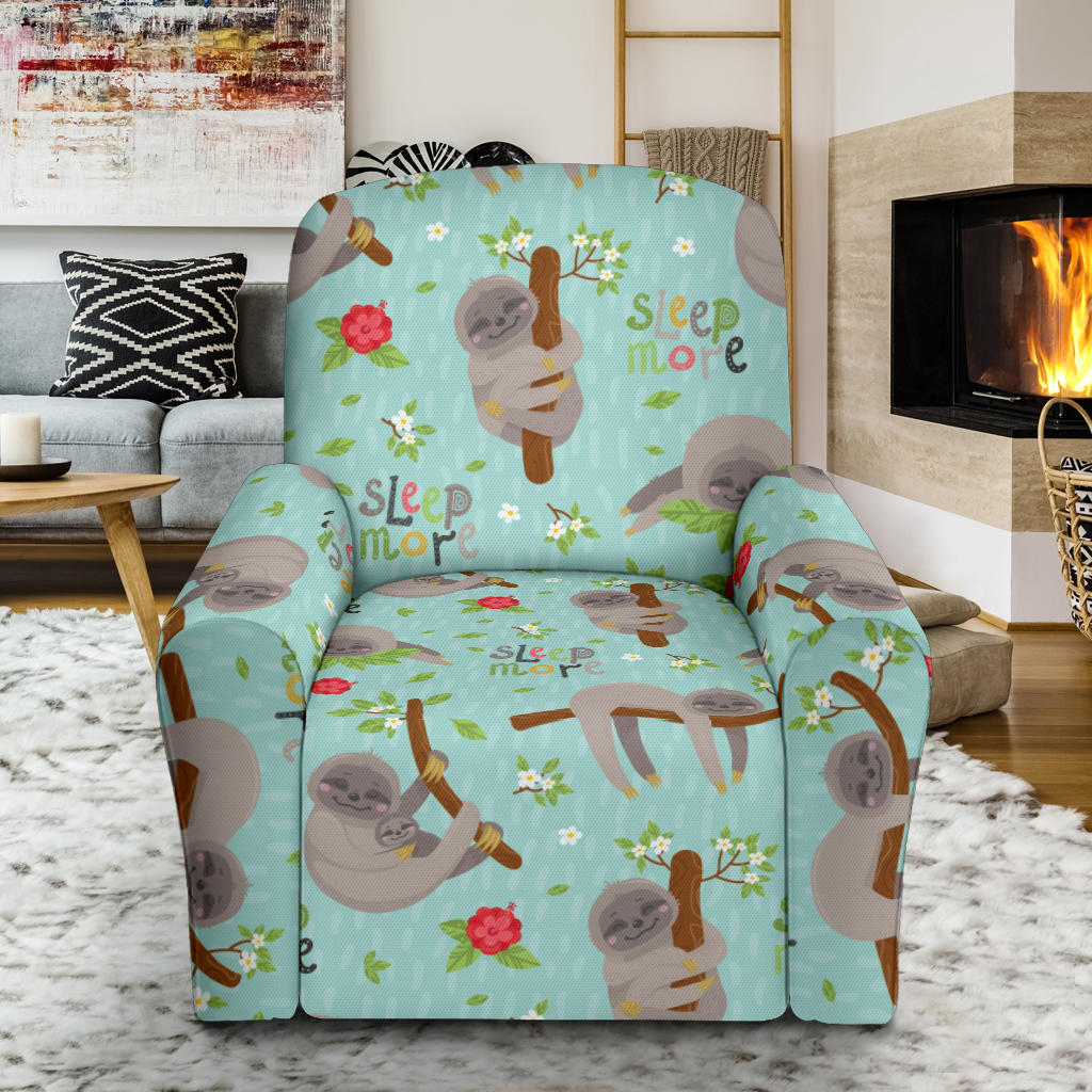 Sloth Print Design LKS305 Recliner Slipcover with Pocket