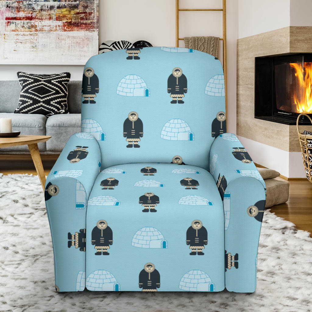 Eskimo Pattern Print Design 03 Recliner Slipcover with Pocket