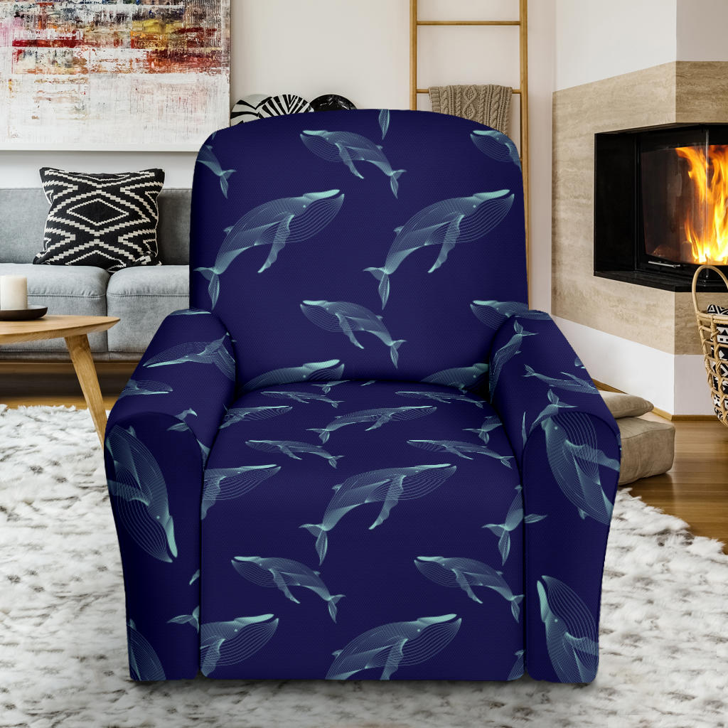 Blue Whale Print Design LKS402 Recliner Slipcover with Pocket