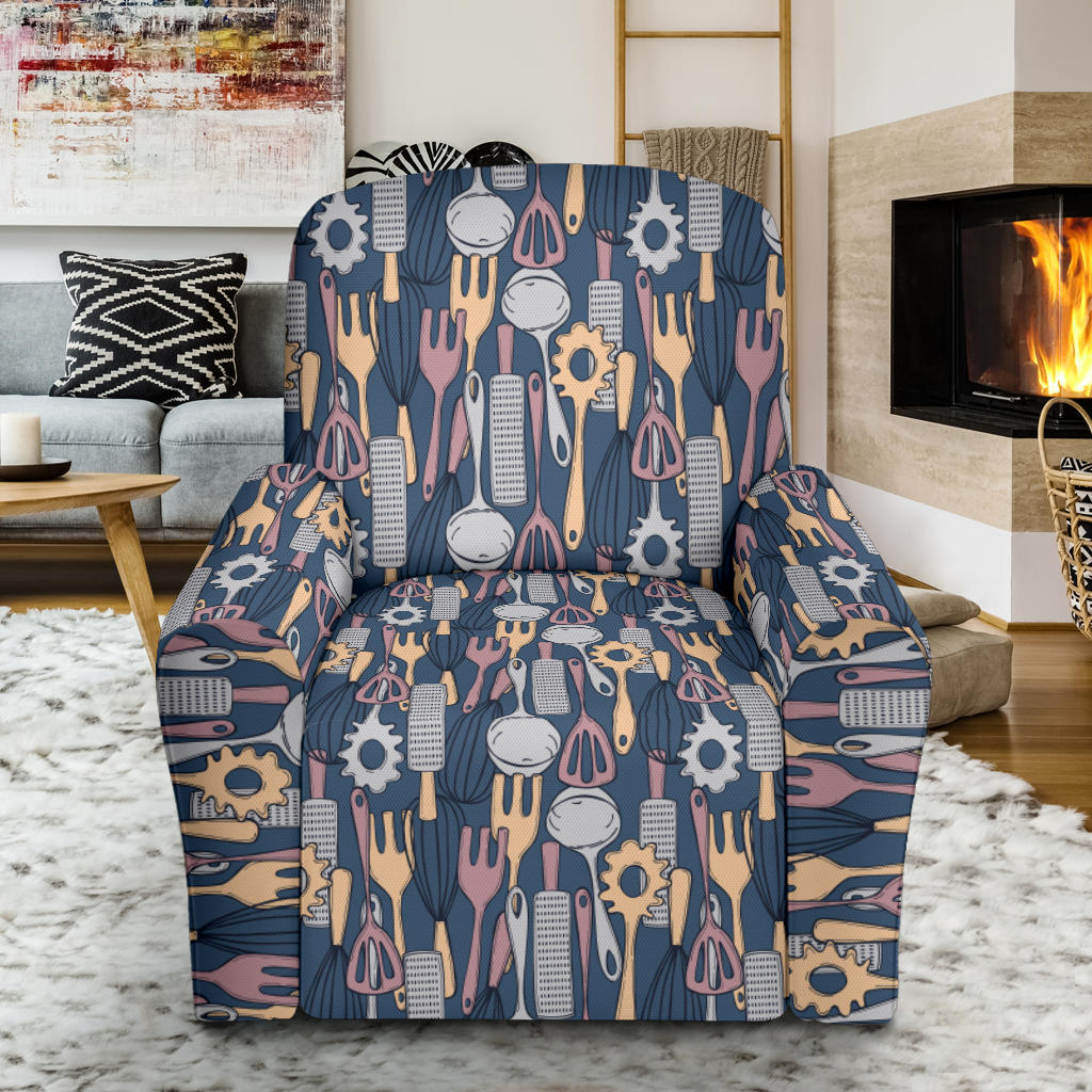 Cooking Kitchen Tools Pattern Print Design 05 Recliner Slipcover with Pocket