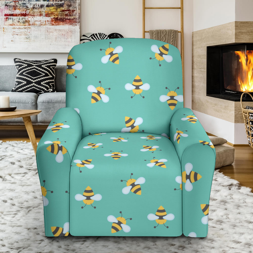 Bee Pattern Print Design 01 Recliner Slipcover with Pocket