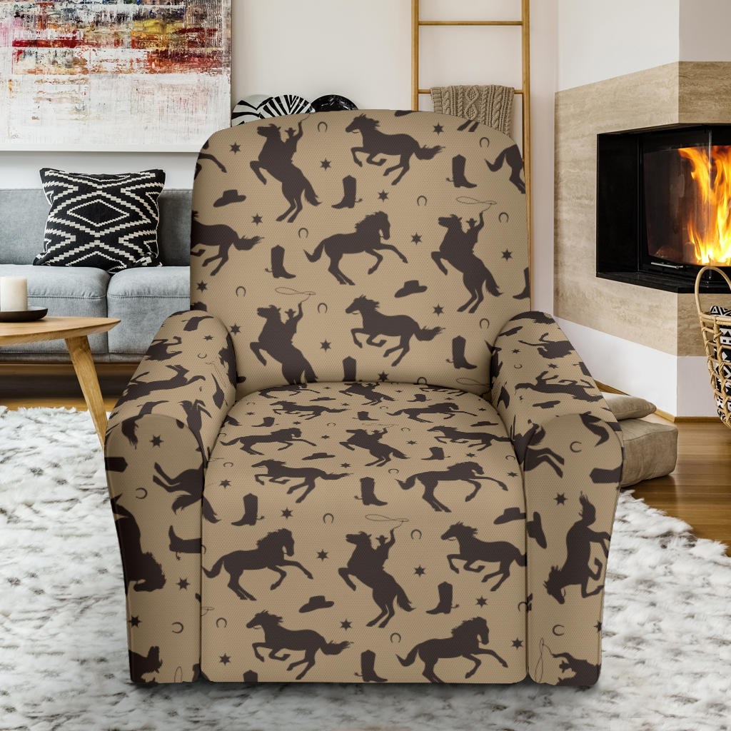 Cowboy Pattern Print Design 05 Recliner Slipcover with Pocket