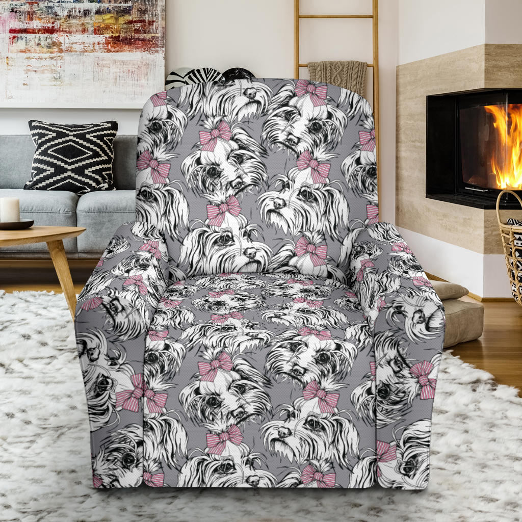Maltese Pattern Print Design 01 Recliner Slipcover with Pocket