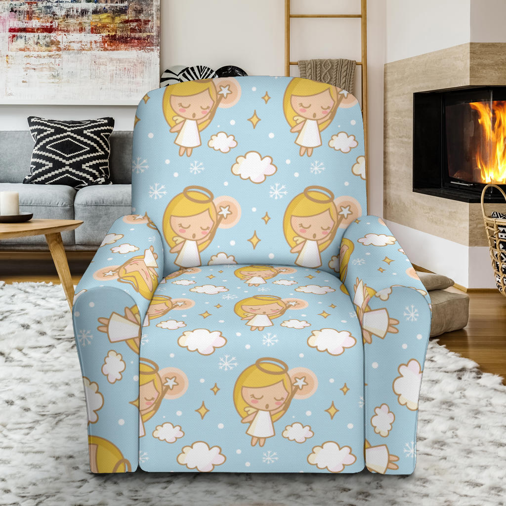 Angel Pattern Print Design 05 Recliner Slipcover with Pocket