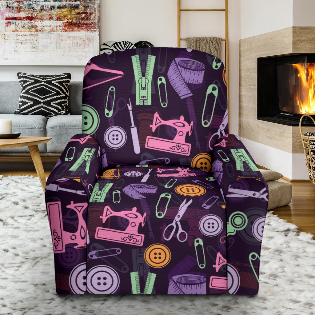 Sewing Equipment Print Design LKS306 Recliner Slipcover with Pocket