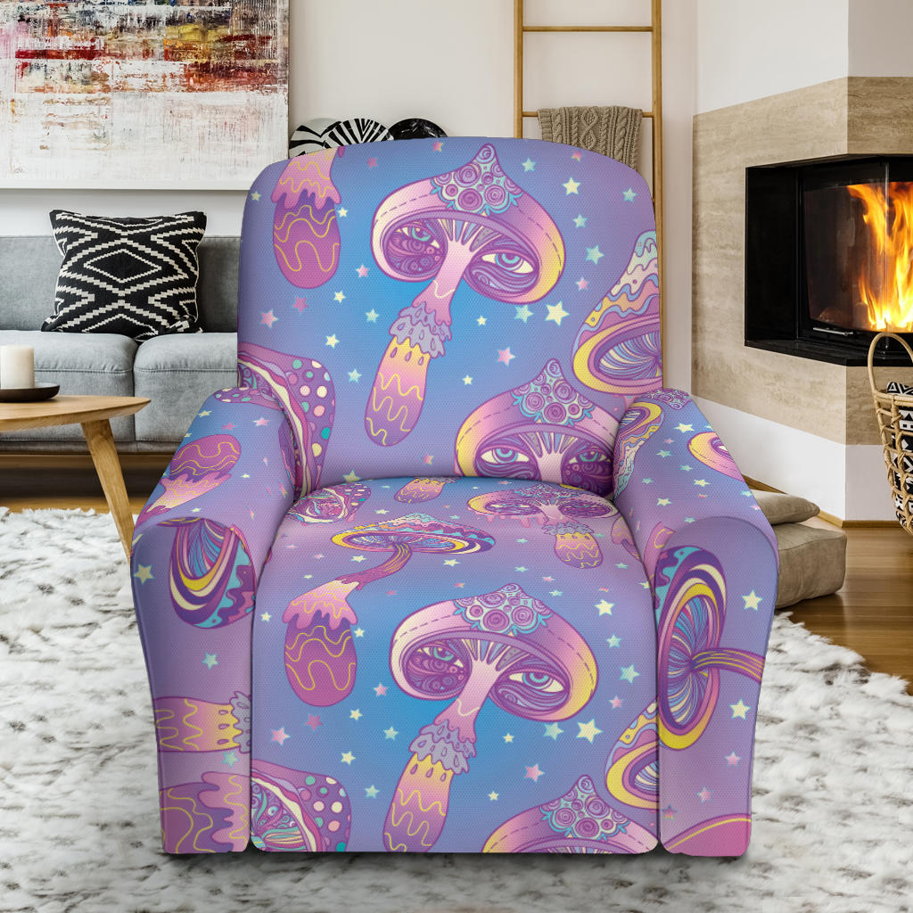 Psychedelic Mushroom Pattern Print Design A01 Recliner Slipcover with Pocket