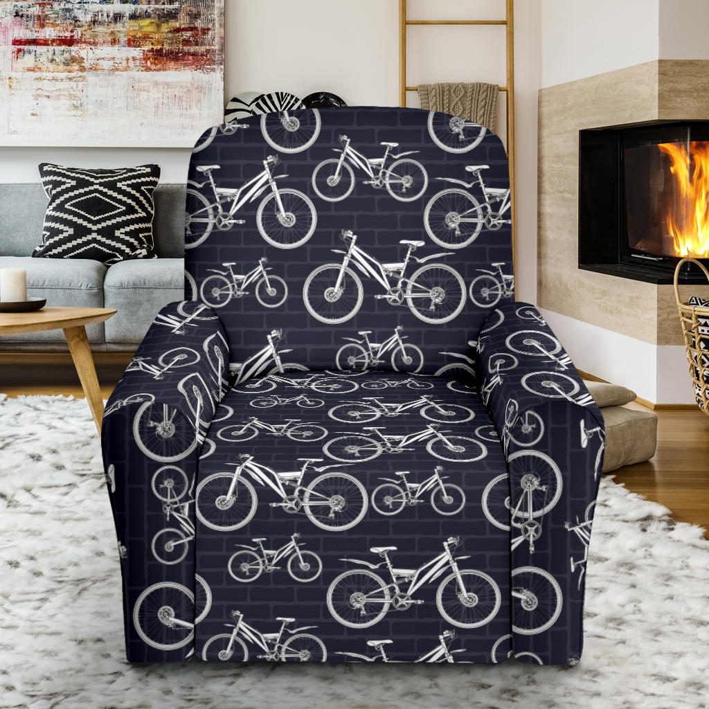 Mountain bike Pattern Print Design 02 Recliner Slipcover with Pocket