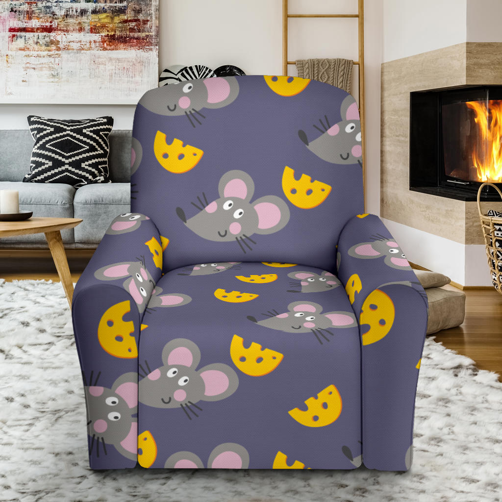Rat With Cheese Pattern Print Design 01 Recliner Slipcover with Pocket