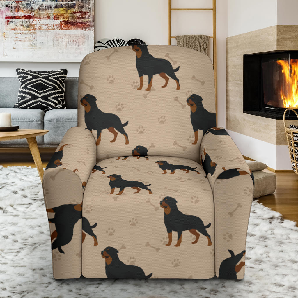 Rottweiler Pattern Print Design A01 Recliner Slipcover with Pocket