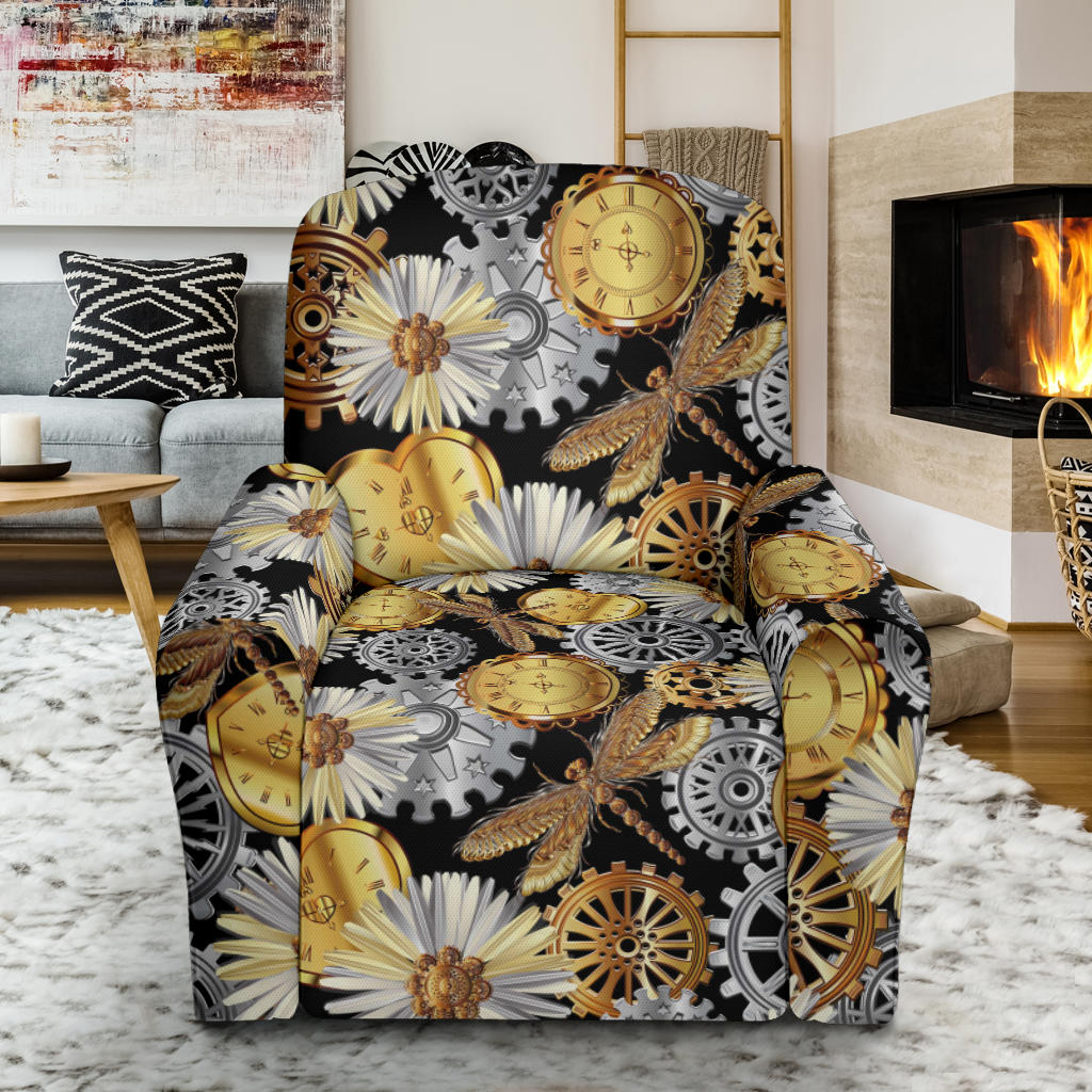 Steampunk Dragonfly Print Design LKS302 Recliner Slipcover with Pocket