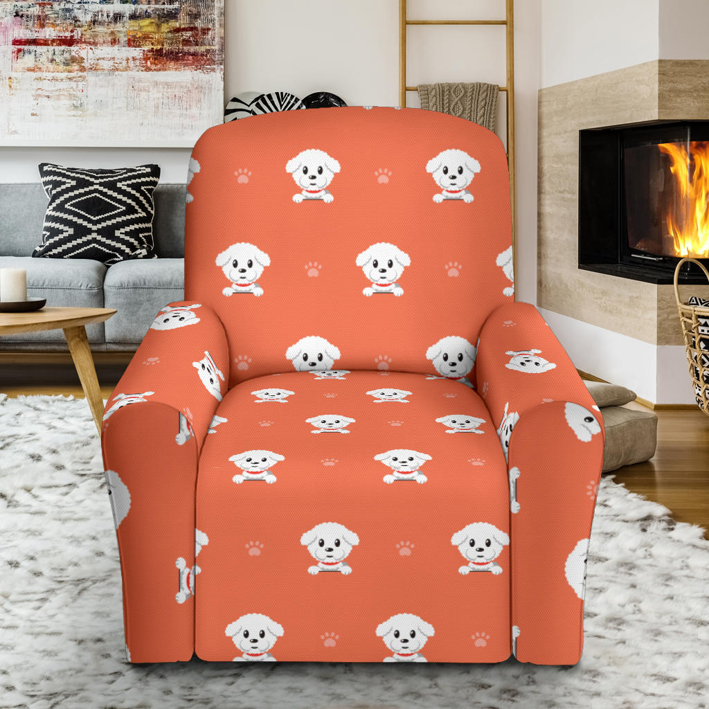 Bichons Frise Pattern Print Design 02 Recliner Slipcover with Pocket