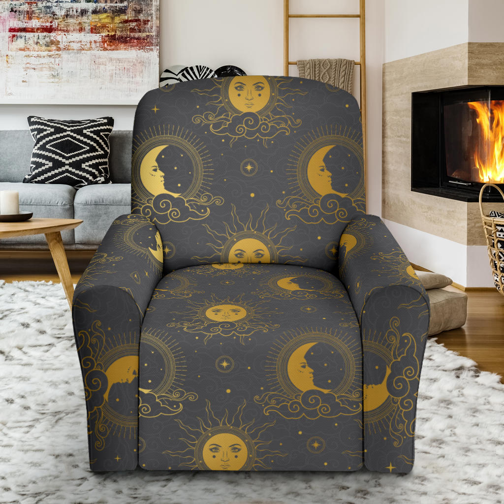 Sun Moon Print Design LKS305 Recliner Slipcover with Pocket