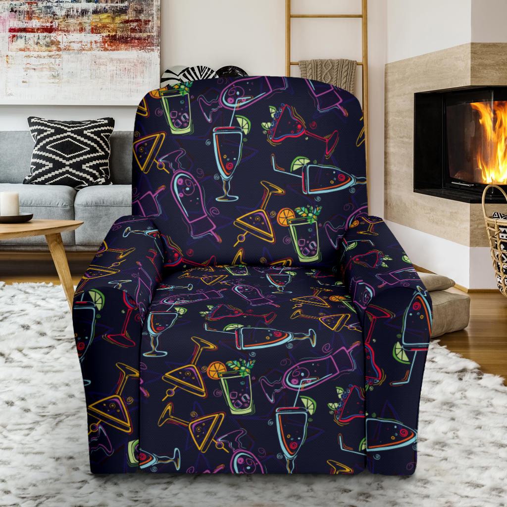 Cocktail Pattern Print Design 04 Recliner Slipcover with Pocket